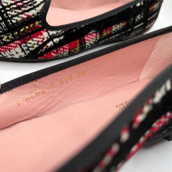 NWOT PRETTY BALLERINAS CAMILLE WOOL PLAID PATENT LEATHER POINTED TOE FLATS - 37 - Picture 9 of 11